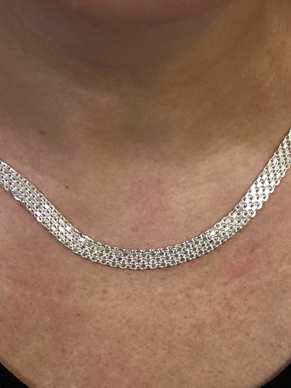 Silver Crystal Baguette Tennis Necklace - Women's Sparkling Jewelry - Picture 11 of 11